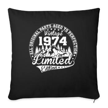 Vintage 1974 All original pieces Retro gift - Sofa pillowcase 17,3'' x 17,3'' (45 x 45 cm) - black - Front