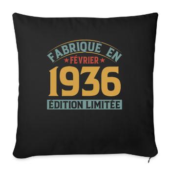 Fabriqué En Février 1936 Édition Limitée - Housse de coussin décorative 45 x 45 cm - noir - Devant