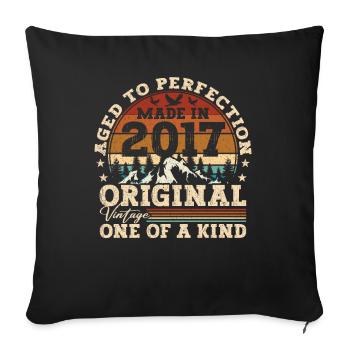 Geboren 2017 Vintage Geburtstag Retro Geschenk - Sofakissenbezug 45 x 45 cm - Schwarz - Vorne
