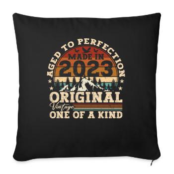 Geboren 2023 Vintage Geburtstag Retro Geschenk - Housse de coussin décorative 45 x 45 cm - noir - Devant