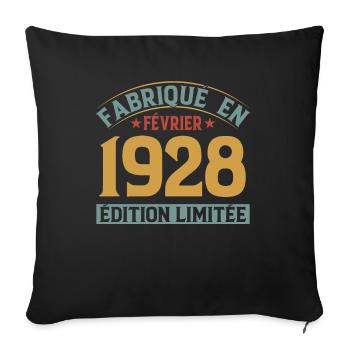 Fabriqué En Février 1928 Édition Limitée - Housse de coussin décorative 45 x 45 cm - noir - Devant