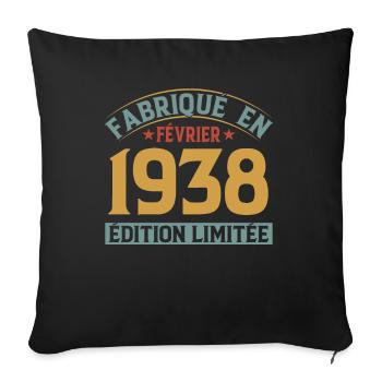 Fabriqué En Février 1938 Édition Limitée - Housse de coussin décorative 45 x 45 cm - noir - Devant