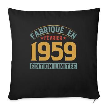 Fabriqué En Février 1959 Édition Limitée - Housse de coussin décorative 45 x 45 cm - noir - Devant