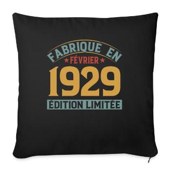 Fabriqué En Février 1929 Édition Limitée - Housse de coussin décorative 45 x 45 cm - noir - Devant