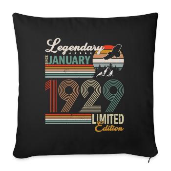 LEGENDS ARE BORN IN JANUARY 1929 - Sofa pillowcase 17,3'' x 17,3'' (45 x 45 cm) - black - Front