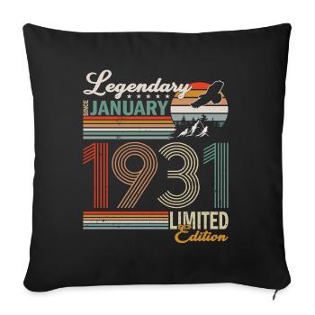 LEGENDS ARE BORN IN JANUARY 1931 - Sofa pillowcase 17,3'' x 17,3'' (45 x 45 cm) - black - Front