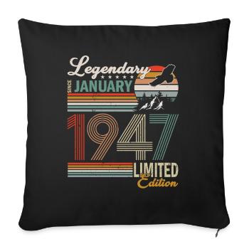 Janvier 1947 - Housse de coussin décorative 45 x 45 cm - noir - Devant