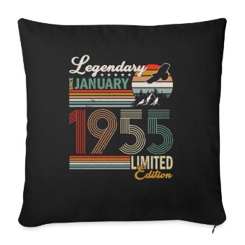 Januar 1955 - Geburtstag im Januar - Sofakissenbezug 45 x 45 cm - Schwarz - Vorne