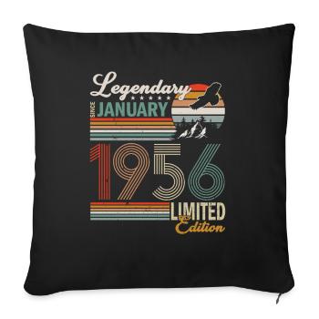 Cadeau d’anniversaire Janvier 1956. Janvier 1956. - Housse de coussin décorative 45 x 45 cm - noir - Devant