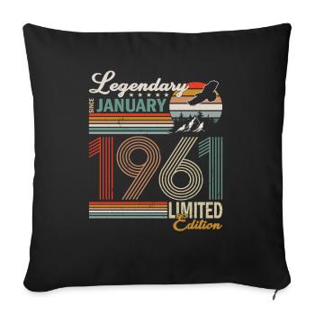 Cadeau d’anniversaire Janvier 1961 Edition Limitée - Housse de coussin décorative 45 x 45 cm - noir - Devant