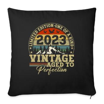 Unique en son genre né en 2023 - Housse de coussin décorative 45 x 45 cm - noir - Devant