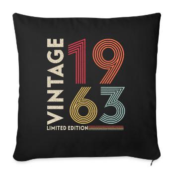 Year of birth 1963 Vintage birthday legend 1963 - Sofa pillowcase 17,3'' x 17,3'' (45 x 45 cm) - black - Front