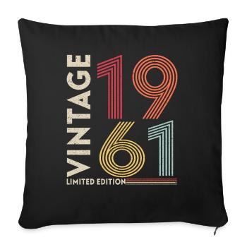 Oldtimer Year 1961 Birthday Saying - Sofa pillowcase 17,3'' x 17,3'' (45 x 45 cm) - black - Front