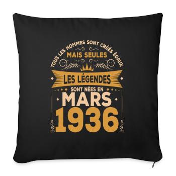 Mars 1936 Anniversaire Idée Cadeau Vintage 1936 - Housse de coussin décorative 45 x 45 cm - noir - Devant