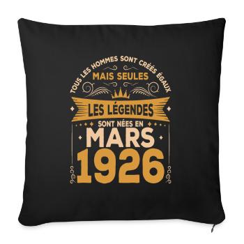 Mars 1926 Anniversaire Idée Cadeau Vintage 1926 - Housse de coussin décorative 45 x 45 cm - noir - Devant