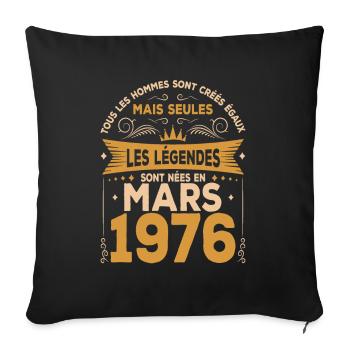 Mars 1976 anniversaire mars 1976 vintage 1976 - Housse de coussin décorative 45 x 45 cm - noir - Devant