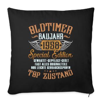 Geburtstag - Oldtimer 1958 - Sofakissenbezug 45 x 45 cm - Schwarz - Vorne