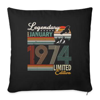 Janvier 1974 Rétro - Housse de coussin décorative 45 x 45 cm - noir - Devant