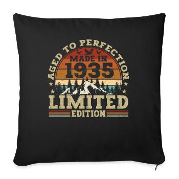 Idée cadeau d’anniversaire vintage originale 1935 - Housse de coussin décorative 45 x 45 cm - noir - Devant