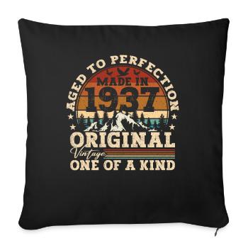 84th birthday gift Original vintage 1937 - Sofa pillowcase 17,3'' x 17,3'' (45 x 45 cm) - black - Front