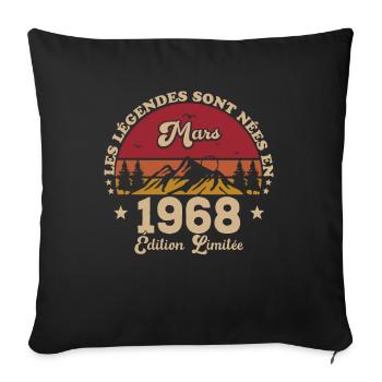 March 1968 anniversary 1968 Retro 1968 March - Sofa pillowcase 17,3'' x 17,3'' (45 x 45 cm) - black - Front