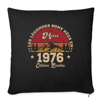 March 1976 anniversary March 1976 vintage 1976 - Sofa pillowcase 17,3'' x 17,3'' (45 x 45 cm) - black - Front