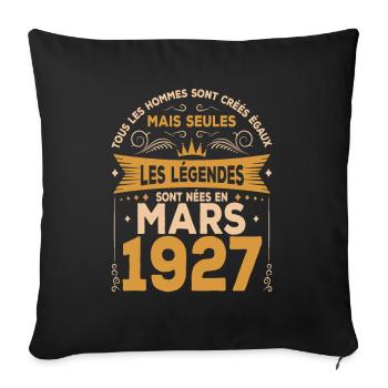 Mars 1927 Anniversaire Idée Cadeau Vintage 1927 - Housse de coussin décorative 45 x 45 cm - noir - Devant