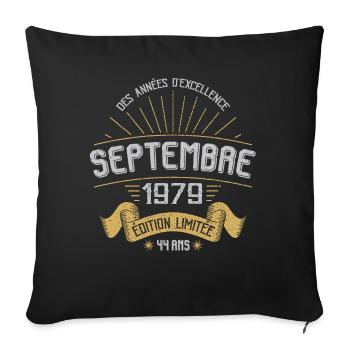 Princesses nées en septembre 1979 - Housse de coussin décorative 45 x 45 cm - noir - Devant