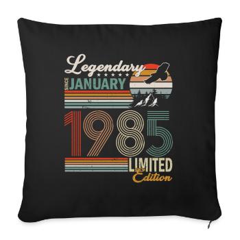 1985 Januar In Perfektion gereift - Sofakissenbezug 45 x 45 cm - Schwarz - Vorne