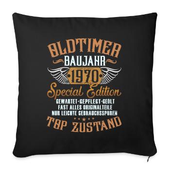 1970 Geburtsjahr Geburtstag Oldtimer Baujahr - Sofakissenbezug 45 x 45 cm - Schwarz - Vorne