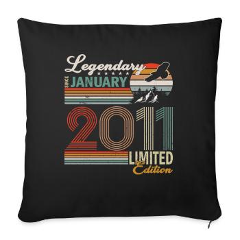 Janvier 2011. Cadeau d’anniversaire Janvier 2011. - Housse de coussin décorative 45 x 45 cm - noir - Devant