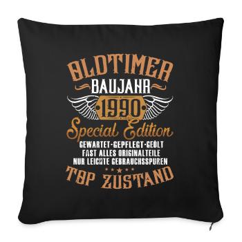 1990 Geburtstag Oldtimer 1990 - Sofakissenbezug 45 x 45 cm - Schwarz - Vorne
