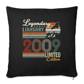 Janvier 2009. Cadeau d’anniversaire Janvier 2009. - Housse de coussin décorative 45 x 45 cm - noir - Devant