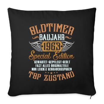 Oldtimer Baujahr Jahrgang 1963 - Sofakissenbezug 45 x 45 cm - Schwarz - Vorne