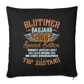 Oldtimer Baujahr 1966 geboren Geburtstag Spruch - Sofakissenbezug 45 x 45 cm - Schwarz - Vorne