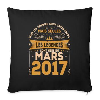 Mars 2017 | Mars 2017 anniversaire 2017 - Housse de coussin décorative 45 x 45 cm - noir - Devant