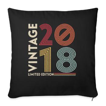 Année de naissance 2018 Anniversaire 3 ans Cadeau - Housse de coussin décorative 45 x 45 cm - noir - Devant