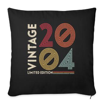 Vintage 2004 anniversaire 18 ans pour être génial - Housse de coussin décorative 45 x 45 cm - noir - Devant