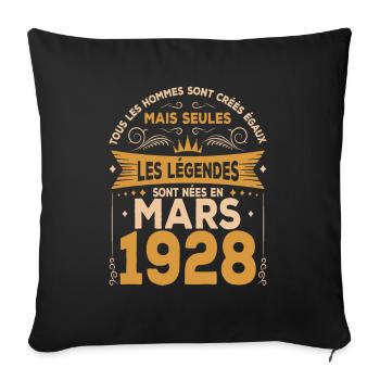 Mars 1928 Anniversaire Idée Cadeau Vintage 1928 - Housse de coussin décorative 45 x 45 cm - noir - Devant