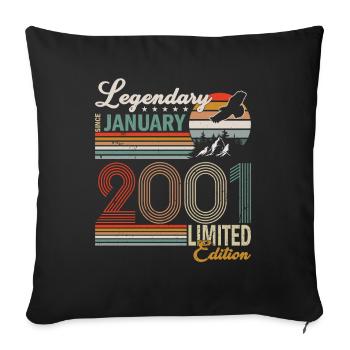 Born in January 2001 | Awesome - Sofa pillowcase 17,3'' x 17,3'' (45 x 45 cm) - black - Front