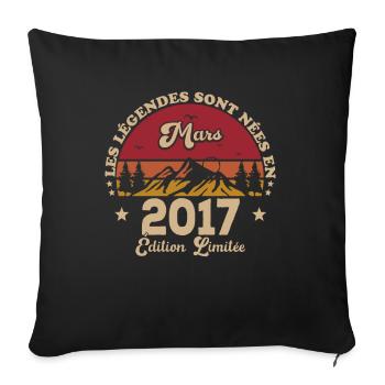 Mars 2017 | Mars 2017 anniversaire 2017 - Housse de coussin décorative 45 x 45 cm - noir - Devant