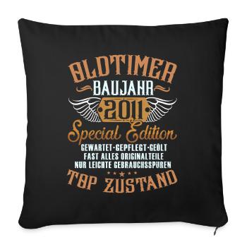 2007 Geboren Geburtstag Oldtimer - Sofakissenbezug 45 x 45 cm - Schwarz - Vorne