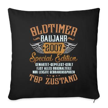 2007 Geboren Geburtstag Oldtimer - Sofakissenbezug 45 x 45 cm - Schwarz - Vorne