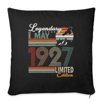 Anniversaire paresseux mai 1927 Né en 1927 - Housse de coussin décorative 45 x 45 cm - noir - Devant