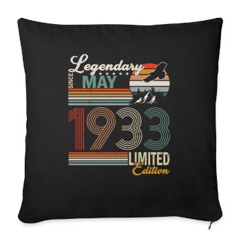 Des légendes vieilles de 90 ans sont nées en mai 1933 - Housse de coussin décorative 45 x 45 cm - noir - Devant