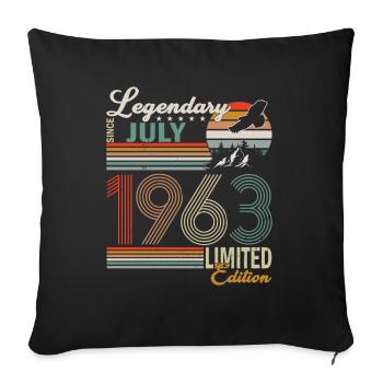 Né en juillet 1963 - Housse de coussin décorative 45 x 45 cm - noir - Devant