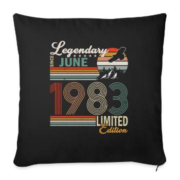 Juin 1983. Anniversaire Juin 1983 Cadeau Juin 1983 - Housse de coussin décorative 45 x 45 cm - noir - Devant