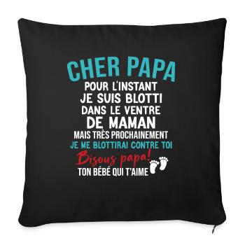 Annonce Grossesse Originale Pour Futur Papa - Housse de coussin décorative 45 x 45 cm - noir - Devant