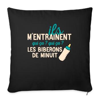 Les joies du biberon de minuit - Housse de coussin décorative 45 x 45 cm - noir - Devant