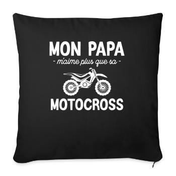 Mon Papa Et Sa Motocross - Housse de coussin décorative 45 x 45 cm - noir - Devant
